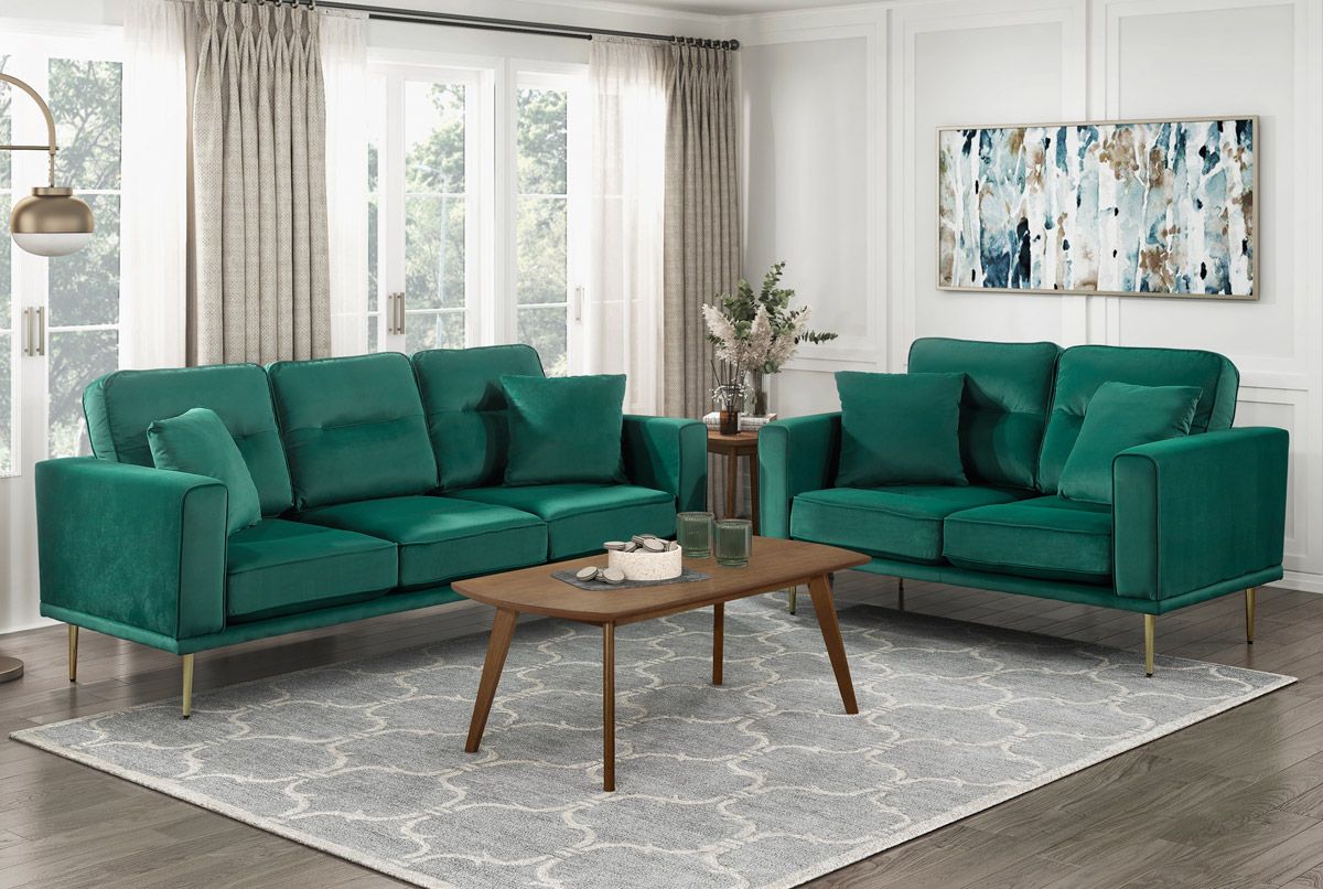 Ashford Green Velvet Sofa Set