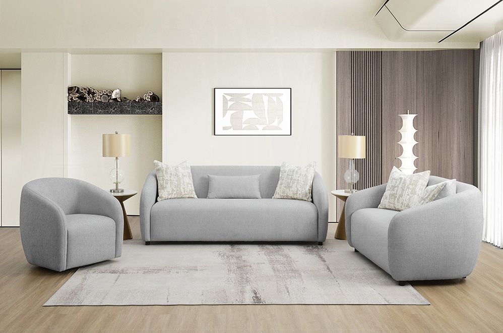 Ashford Grey Linen Modern Sofa Set