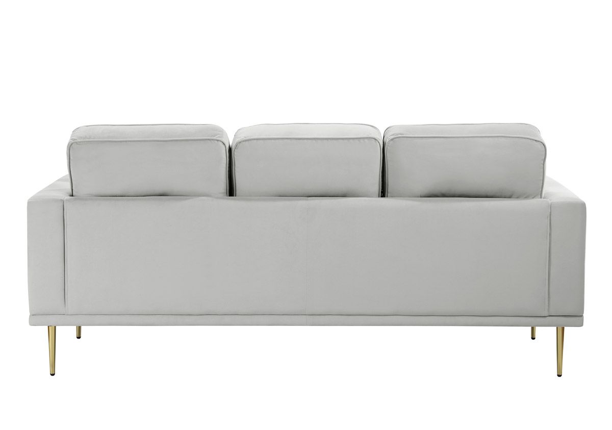 Ashford Light Grey Velvet Sofa Back Side