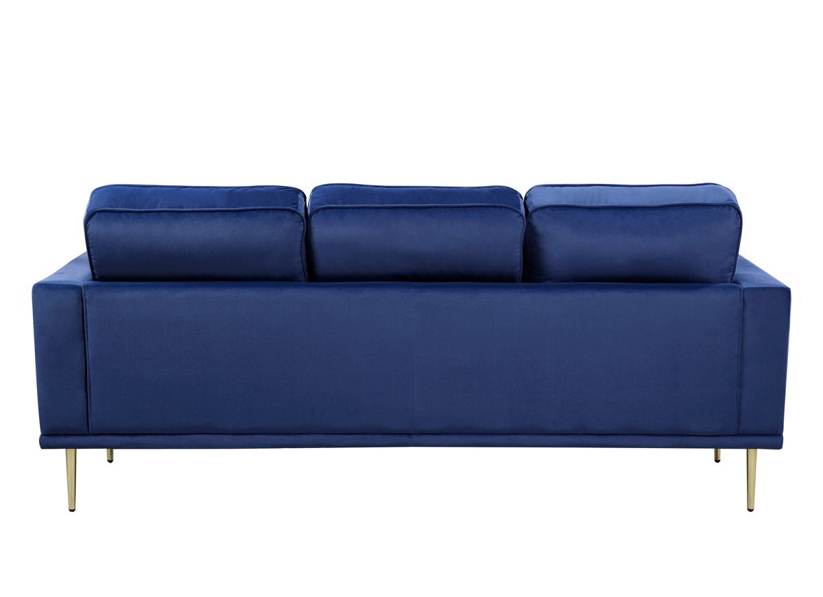 Ashford Blue Velvet Sofa Back Side