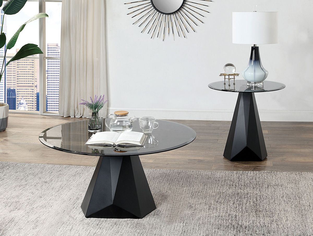 Ashlyn Modern Round Glass Top Coffee Table