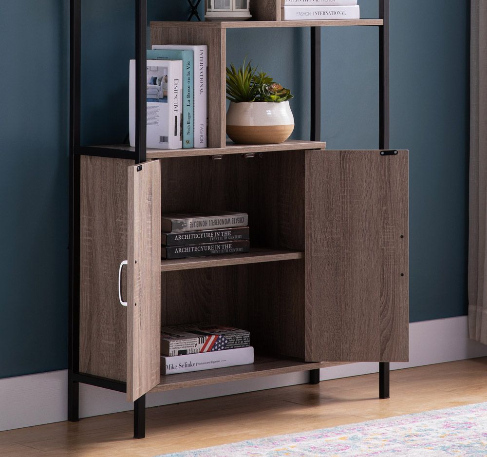 Azuza Rustic Taupe Display Cabinet Storage