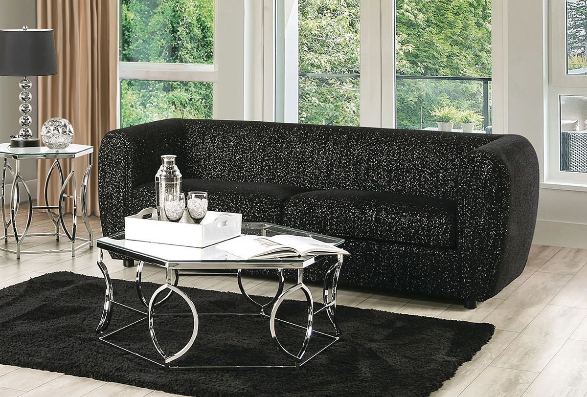 Balder Tuxedo Style Sofa Black Boucle