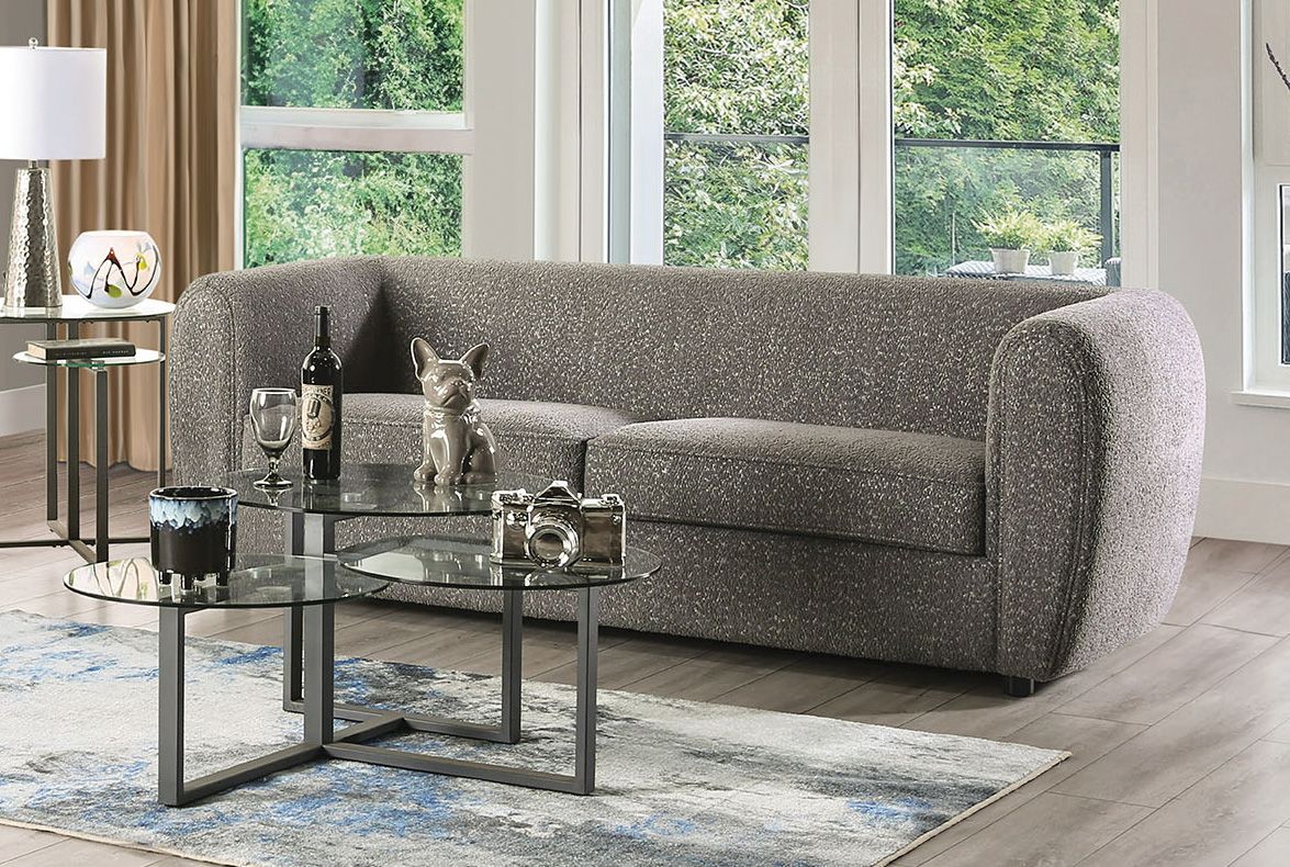 Balder Grey Boucle Tuxedo Style Sofa