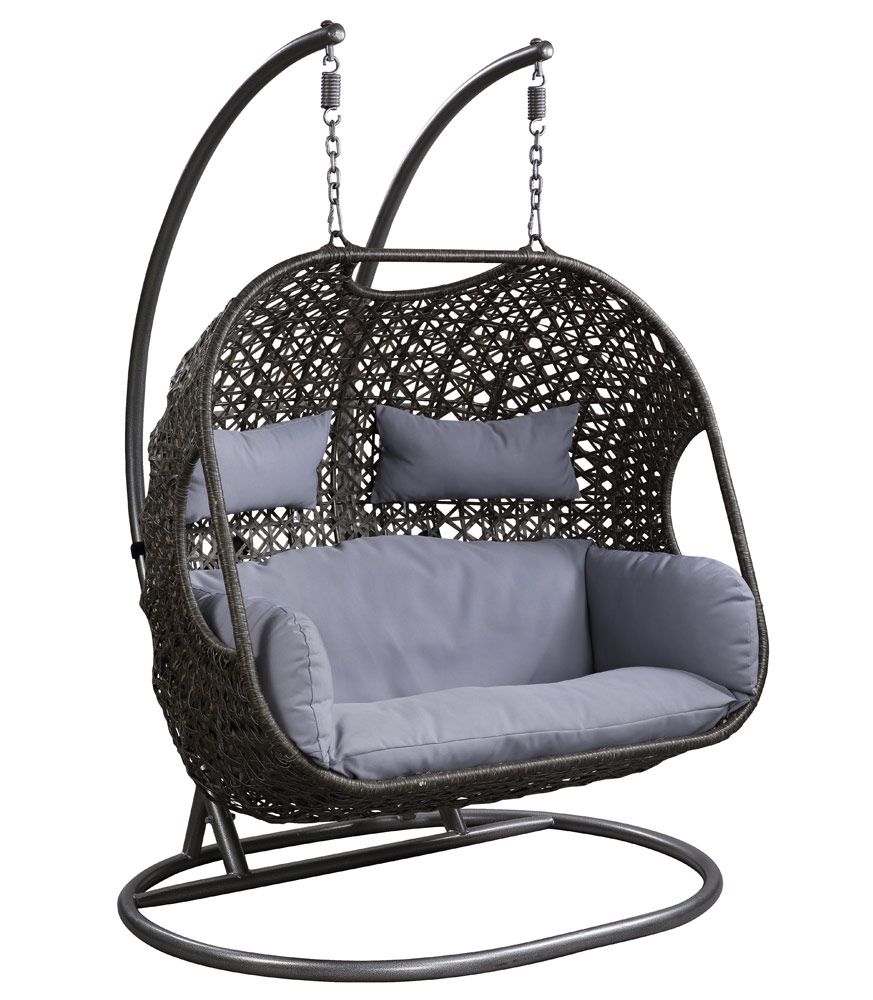 Baltic Patio Double Swing Chair Grey Cushion