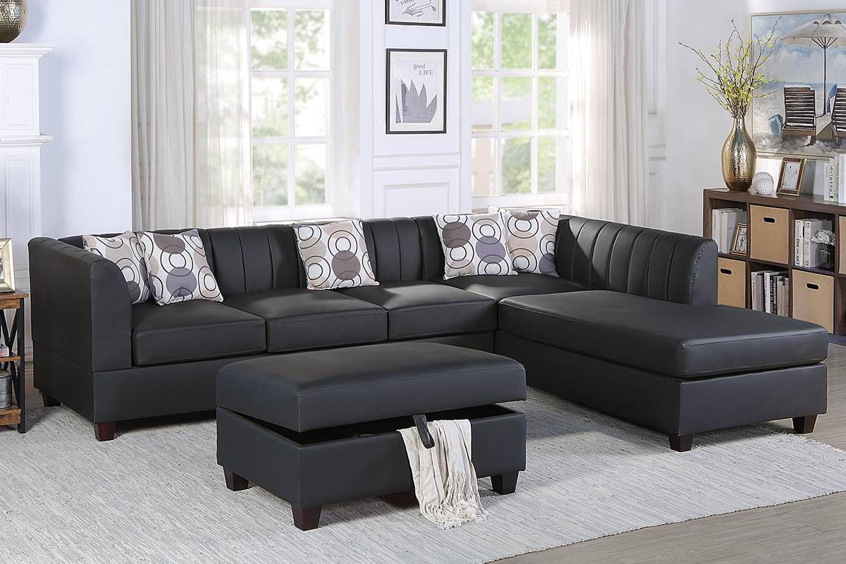 Baltimore Black Sectional With Ottoman