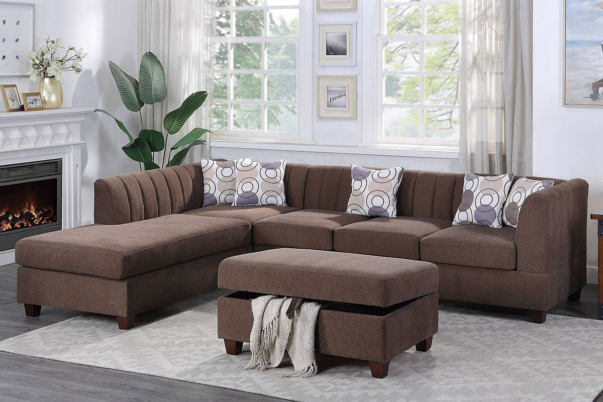 Baltimore Chocolate Chenille Sectional Set