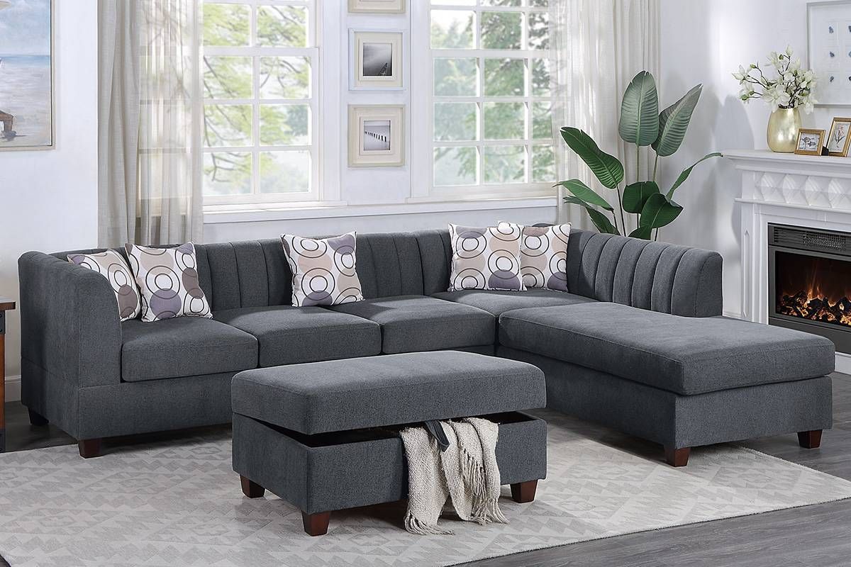 Baltimore Grey Chenille Reversible Sectional