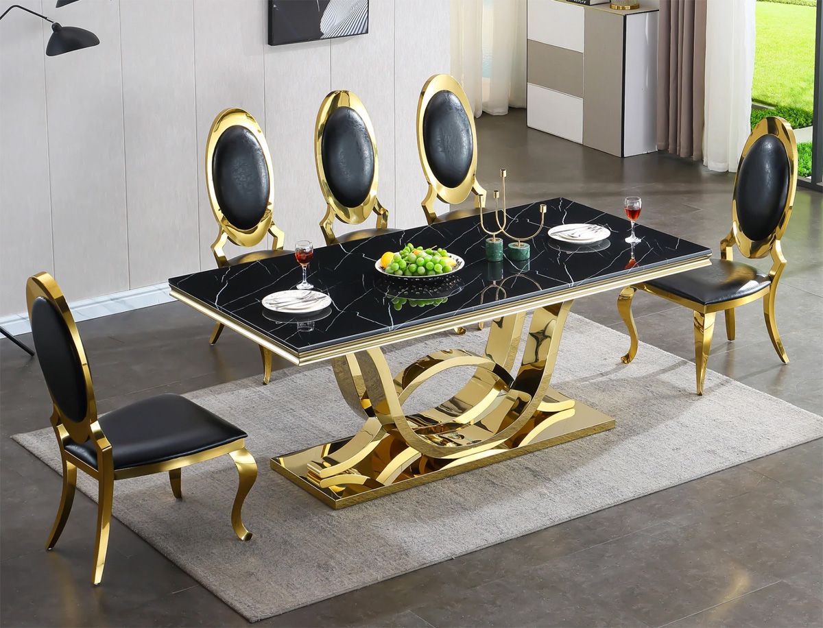 Baristo Black Marble Top Dining Table