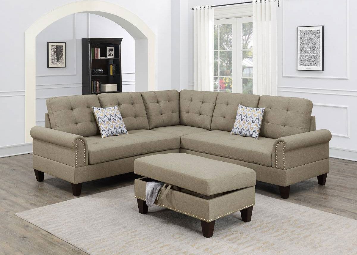 Barnes Beige Sectional With Ottoman