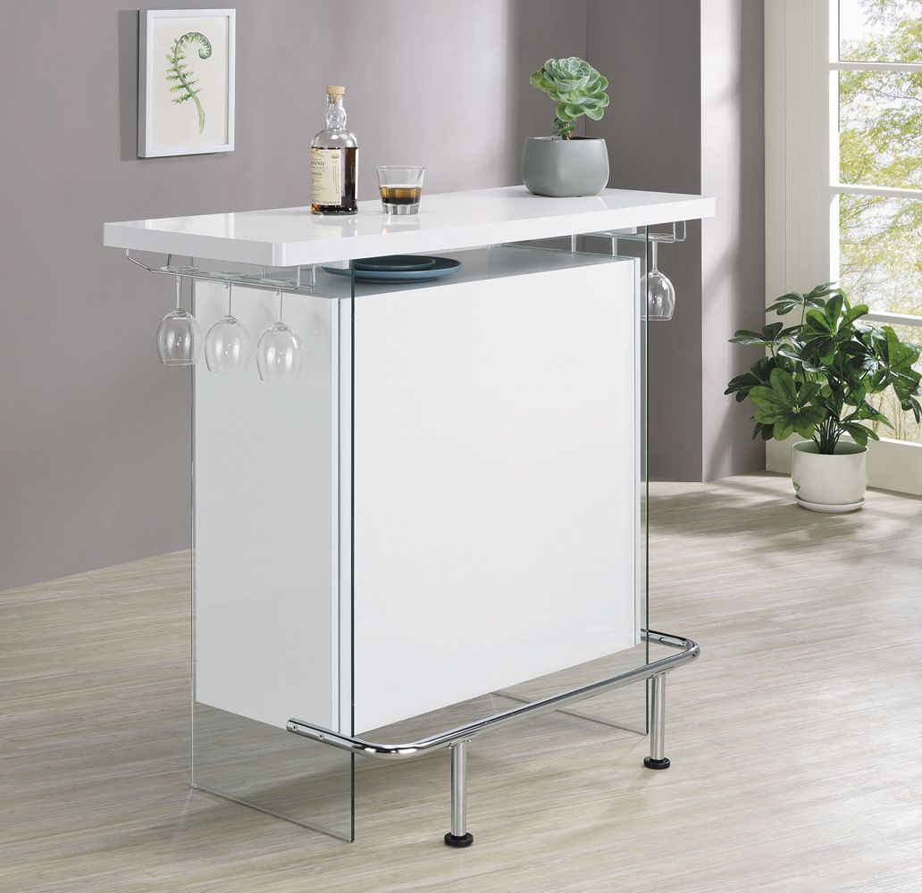 Barnett White Bar With Glass Sides