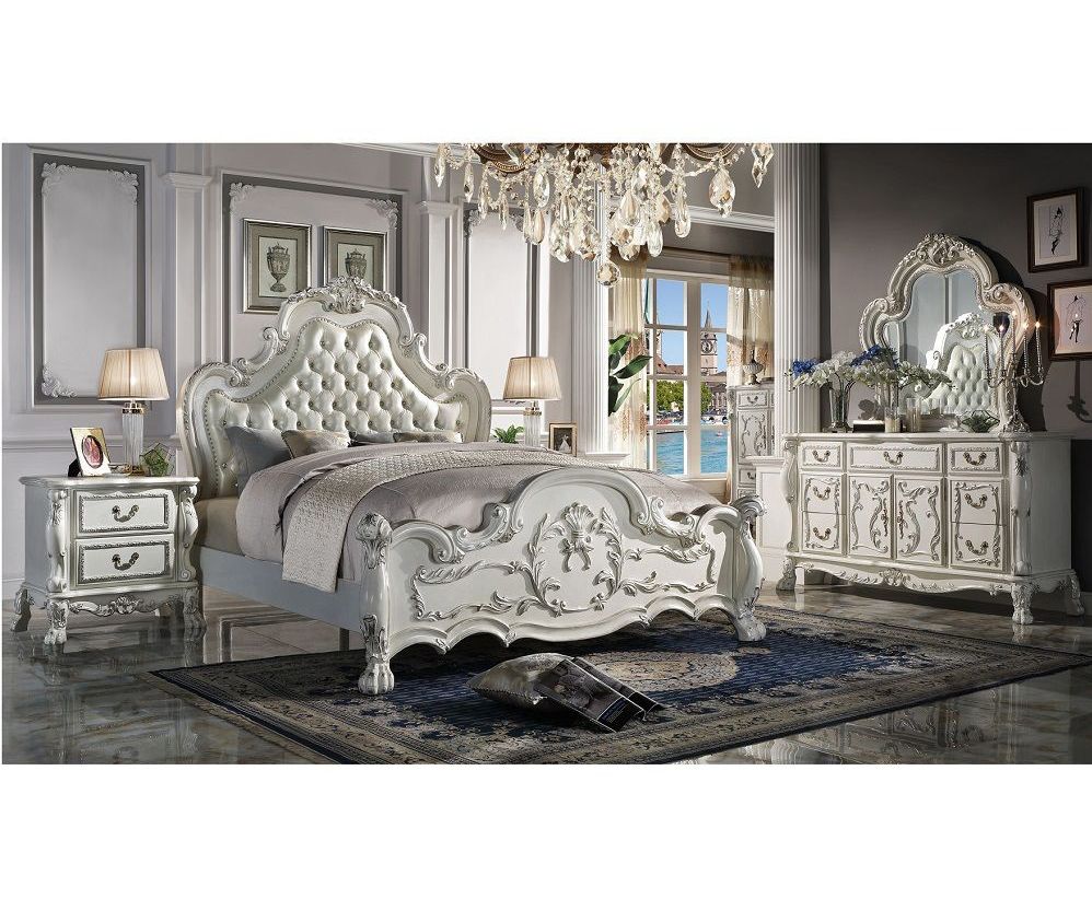 Dresden White Finish Traditional Bedroom Set