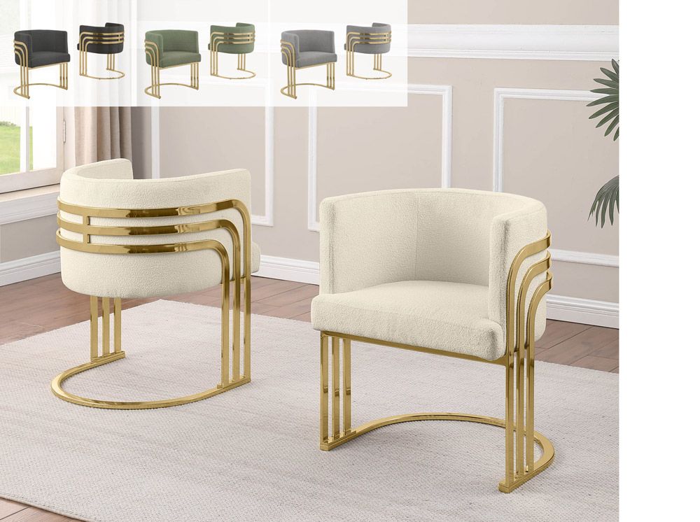 Beacon Teddy Fabric Barrel Gold Chairs