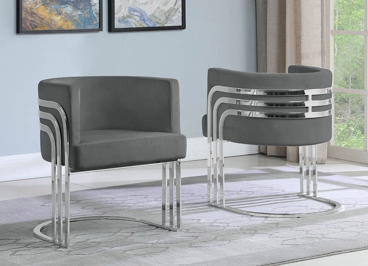 Beacon Grey Velvet Chair With Chrome Frame