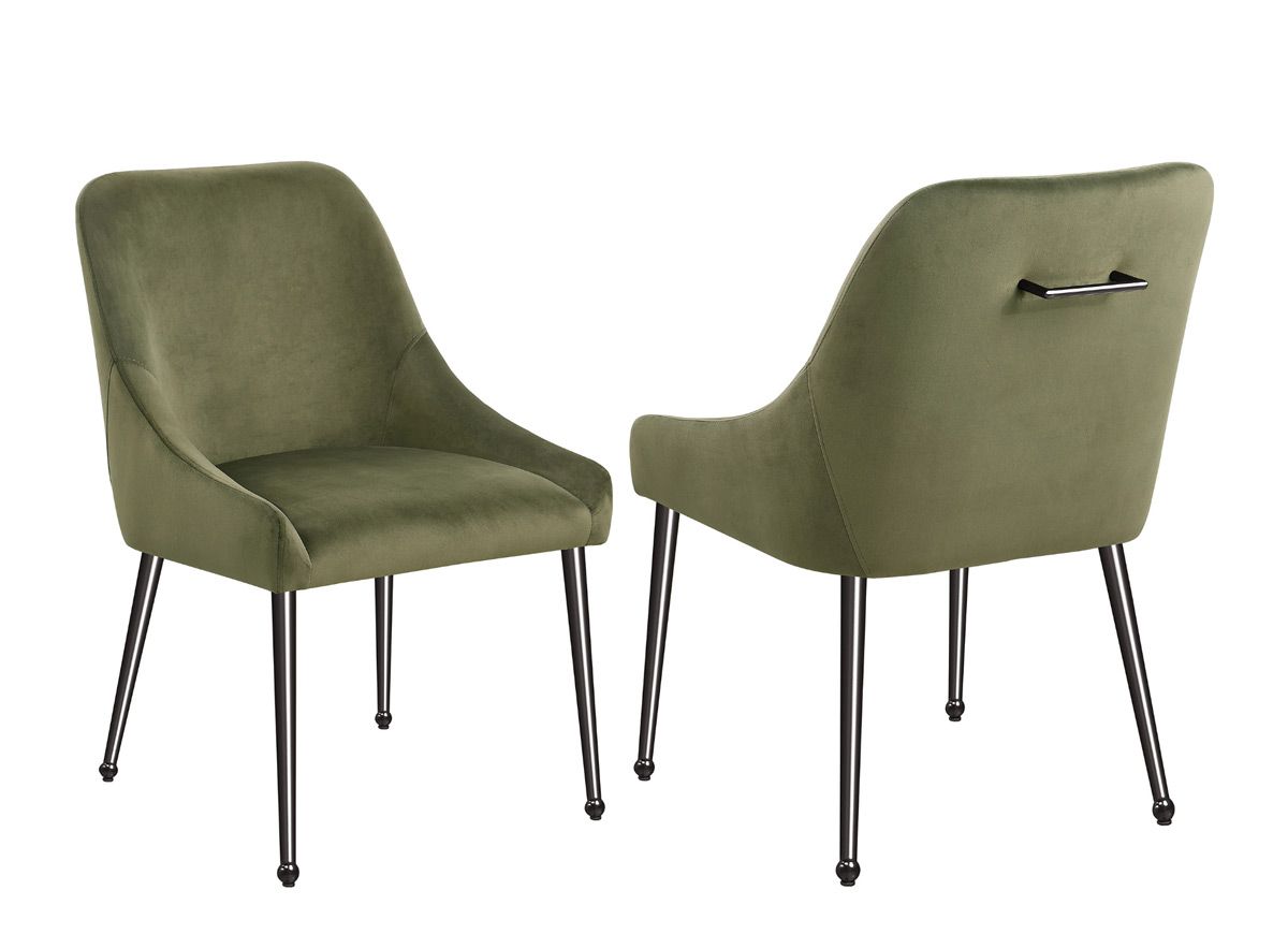 Beatrix Olive Dining Chairs Black Chrome Legs