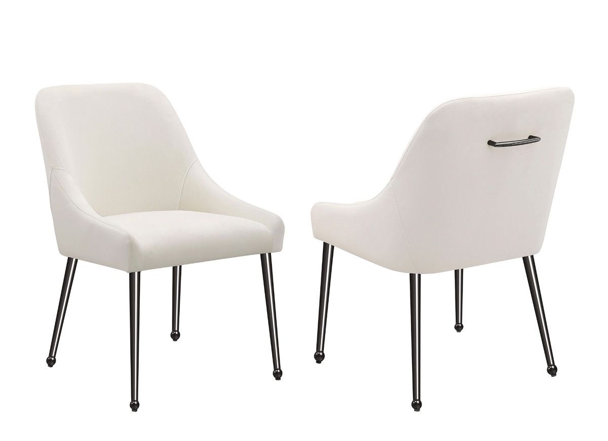 Beatrix Ivory Dining Chairs Black Chrome Legs