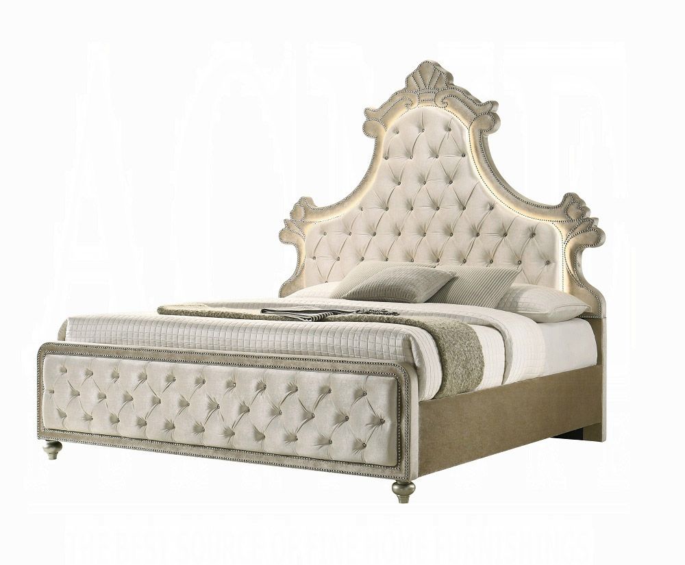 Beijing Beige Velvet Bed