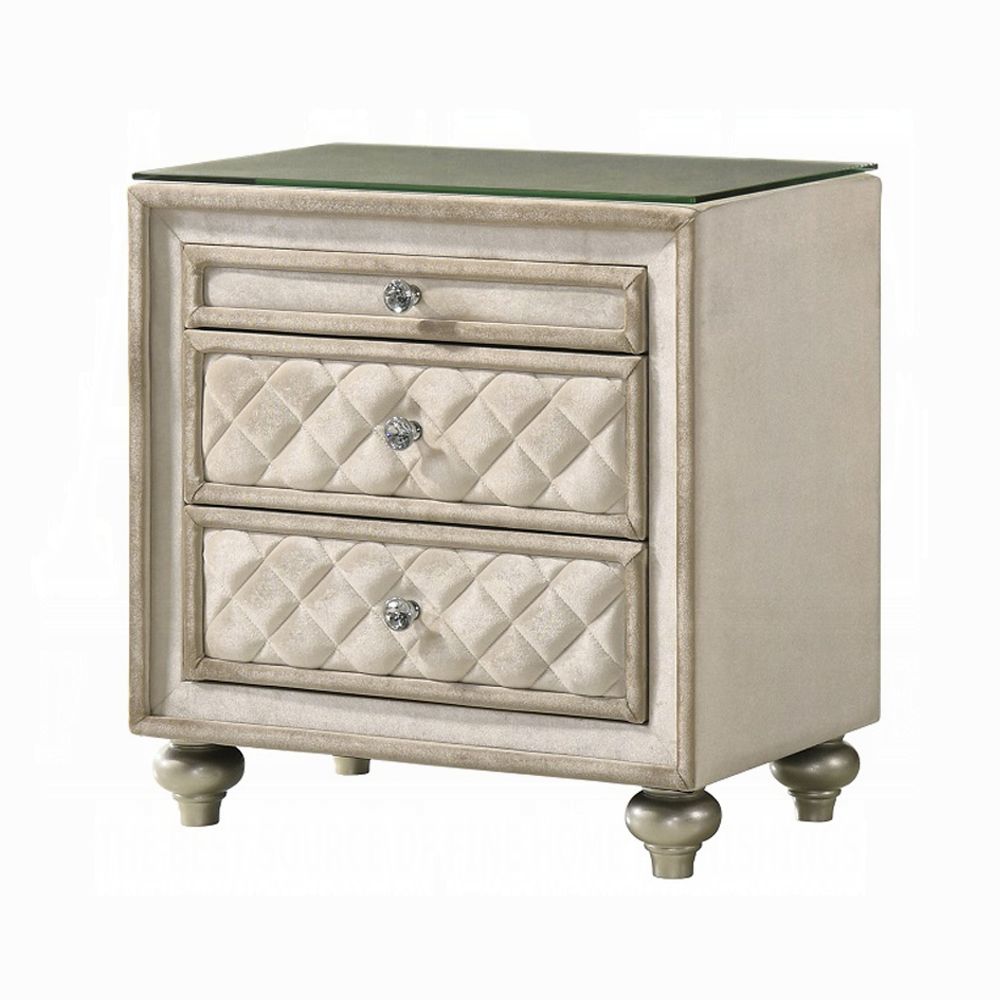 Beijing Beige Velvet Night Stand