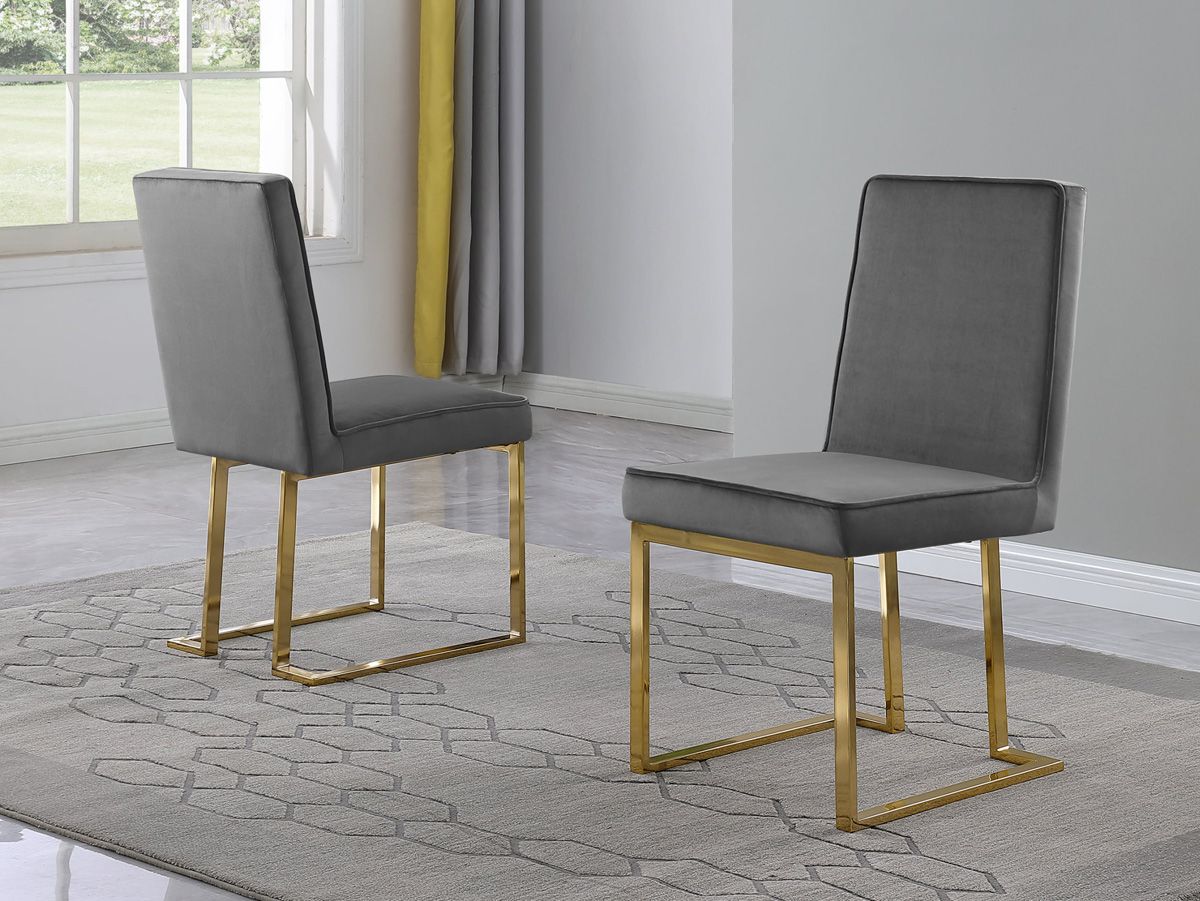 Belem Grey Velvet Dining Chairs Gold