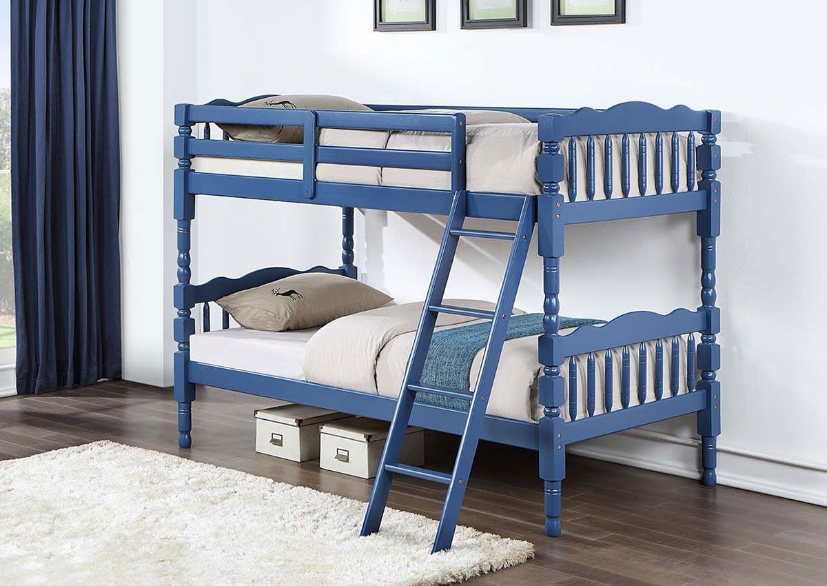 Benji Twin Bunk Bed Blue Finish