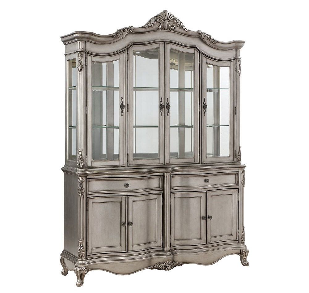 Berti Traditional China Cabinet In Platinum Finish