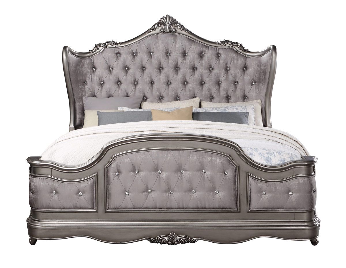 Berti Platinum Finish Traditional Bed