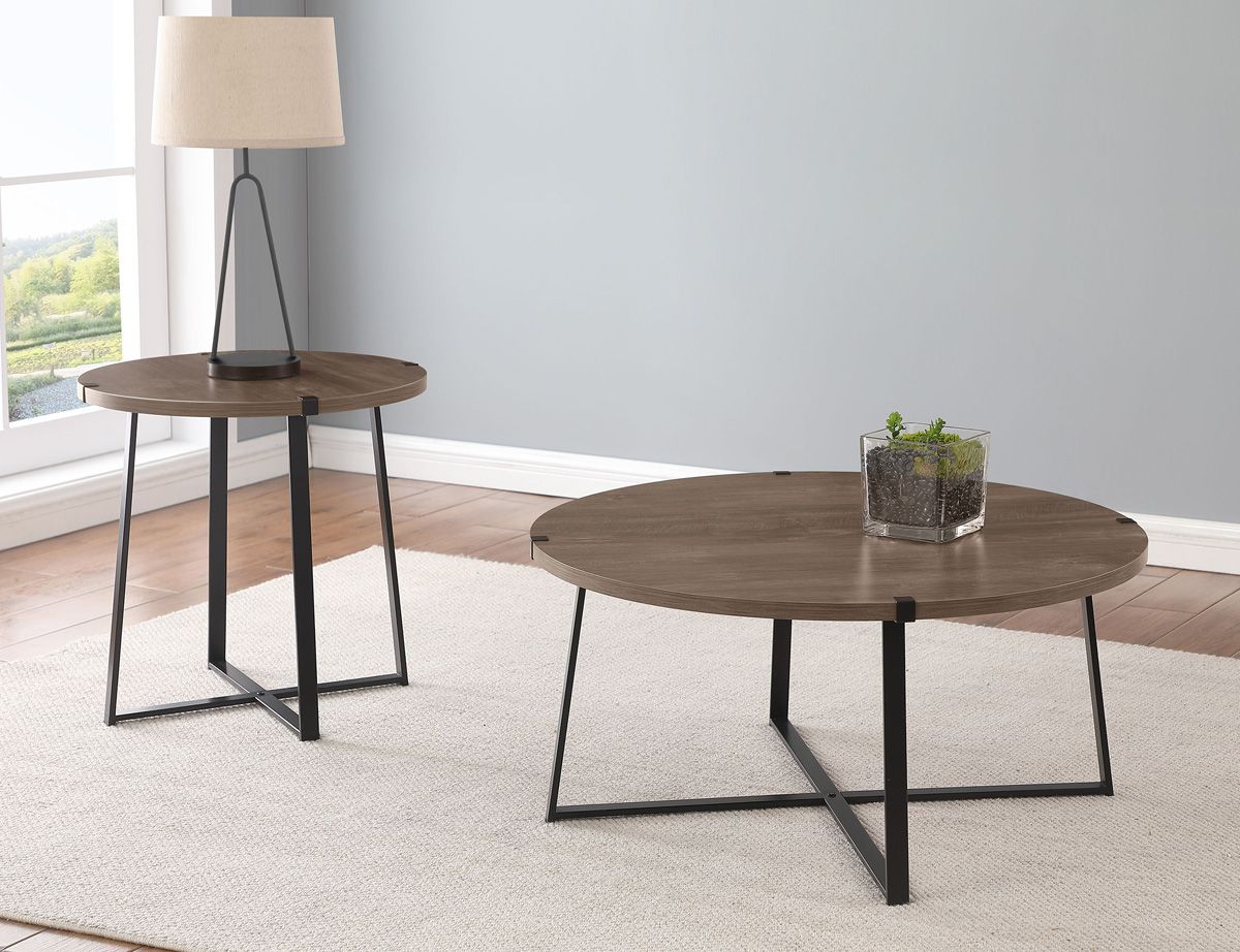 Biagio Round Wood Coffee Table Set