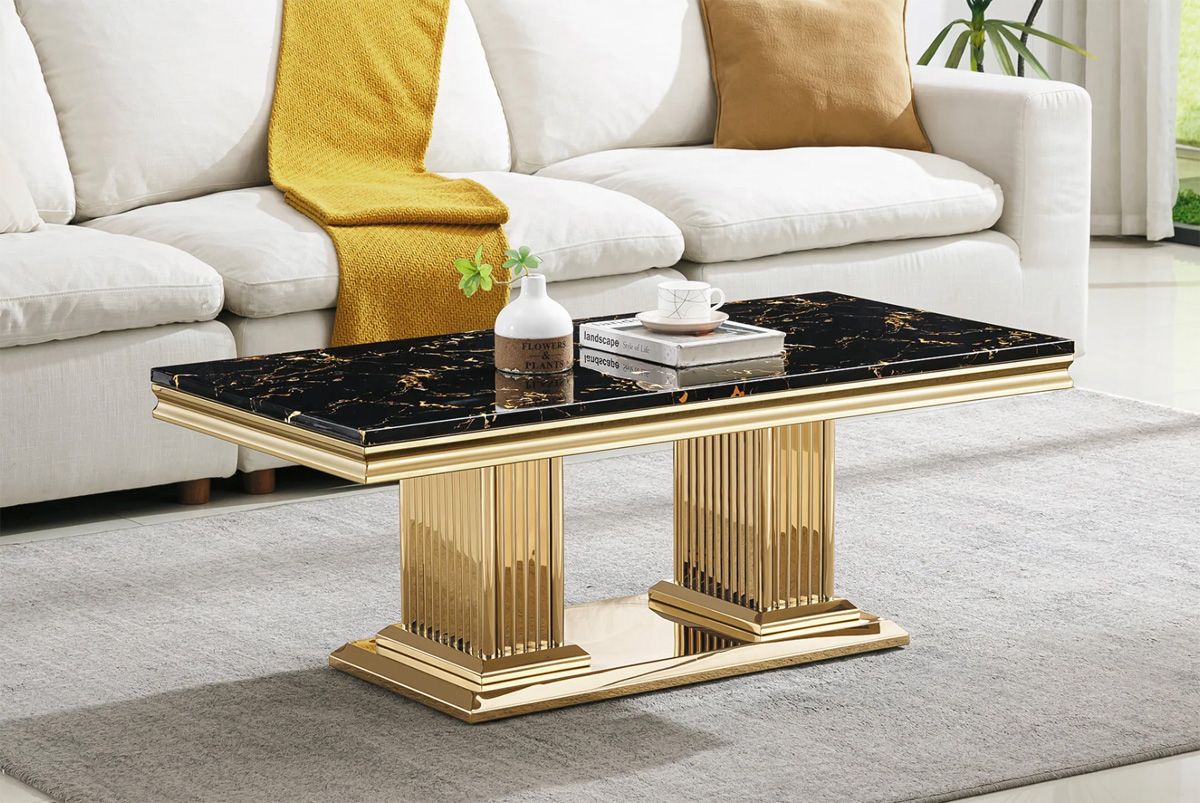 Bijou Gold Marble Gold Coffee Table