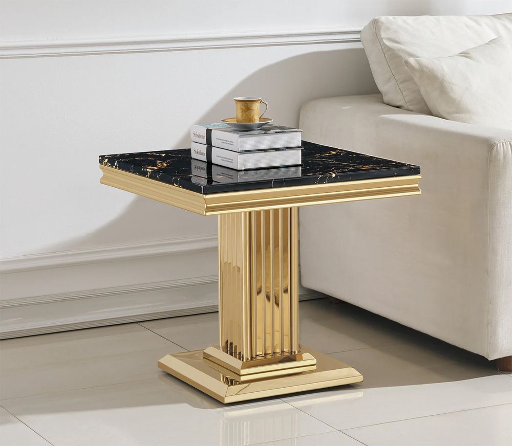 Bijou Gold Marble Gold End Table