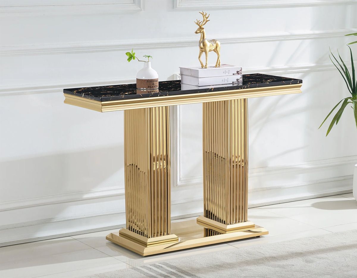 Bijou Gold Marble Gold Sofa Table