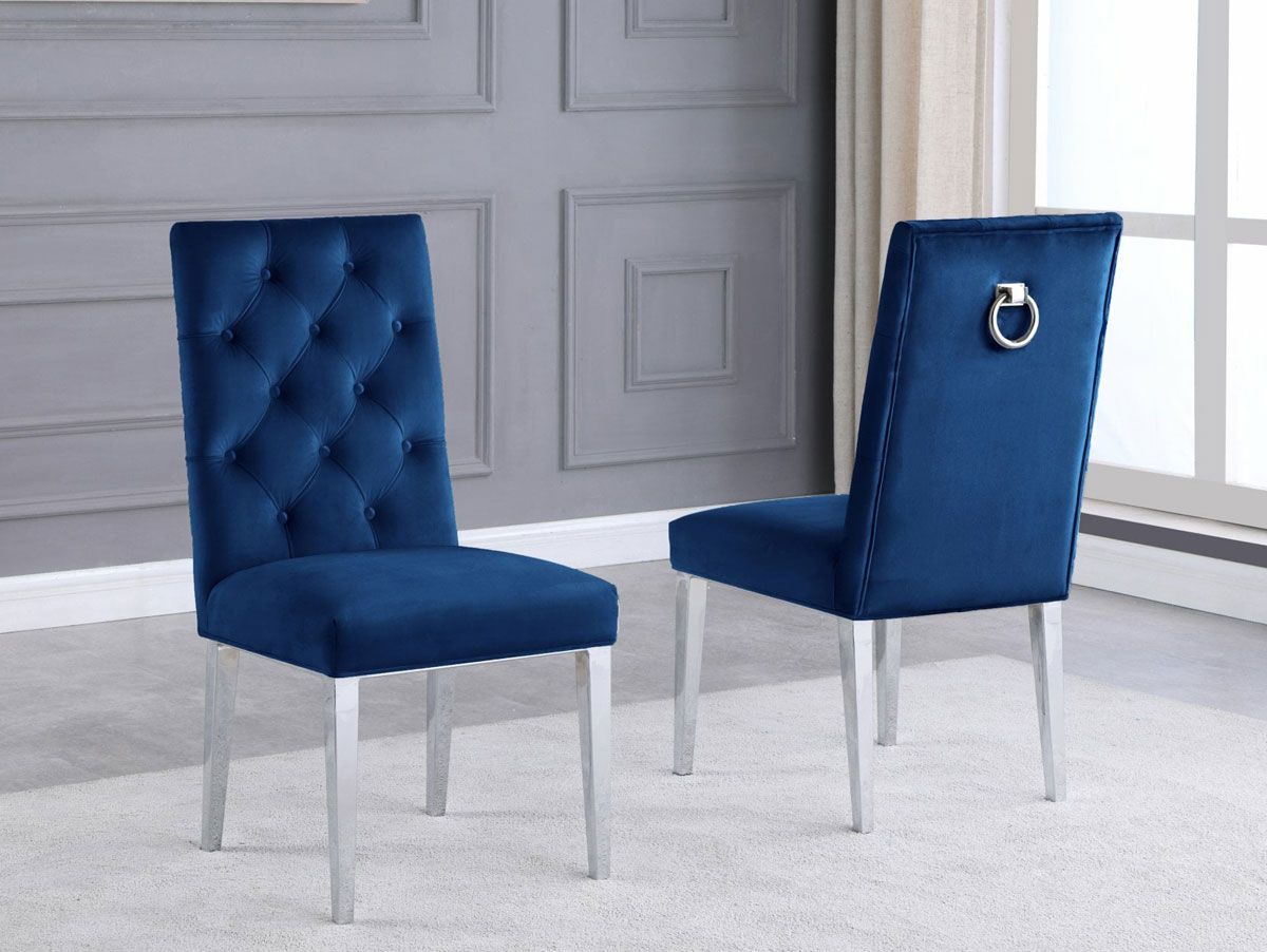 Bina Navy Blue Velvet Chairs