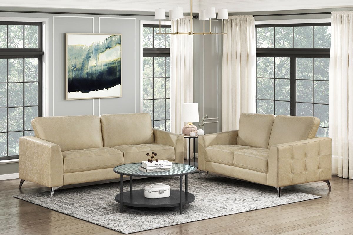 Bine Sand Microfiber Sofa Set