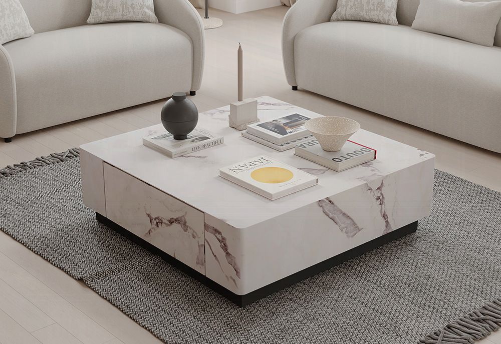 Boston Square Coffee Table With Drawers