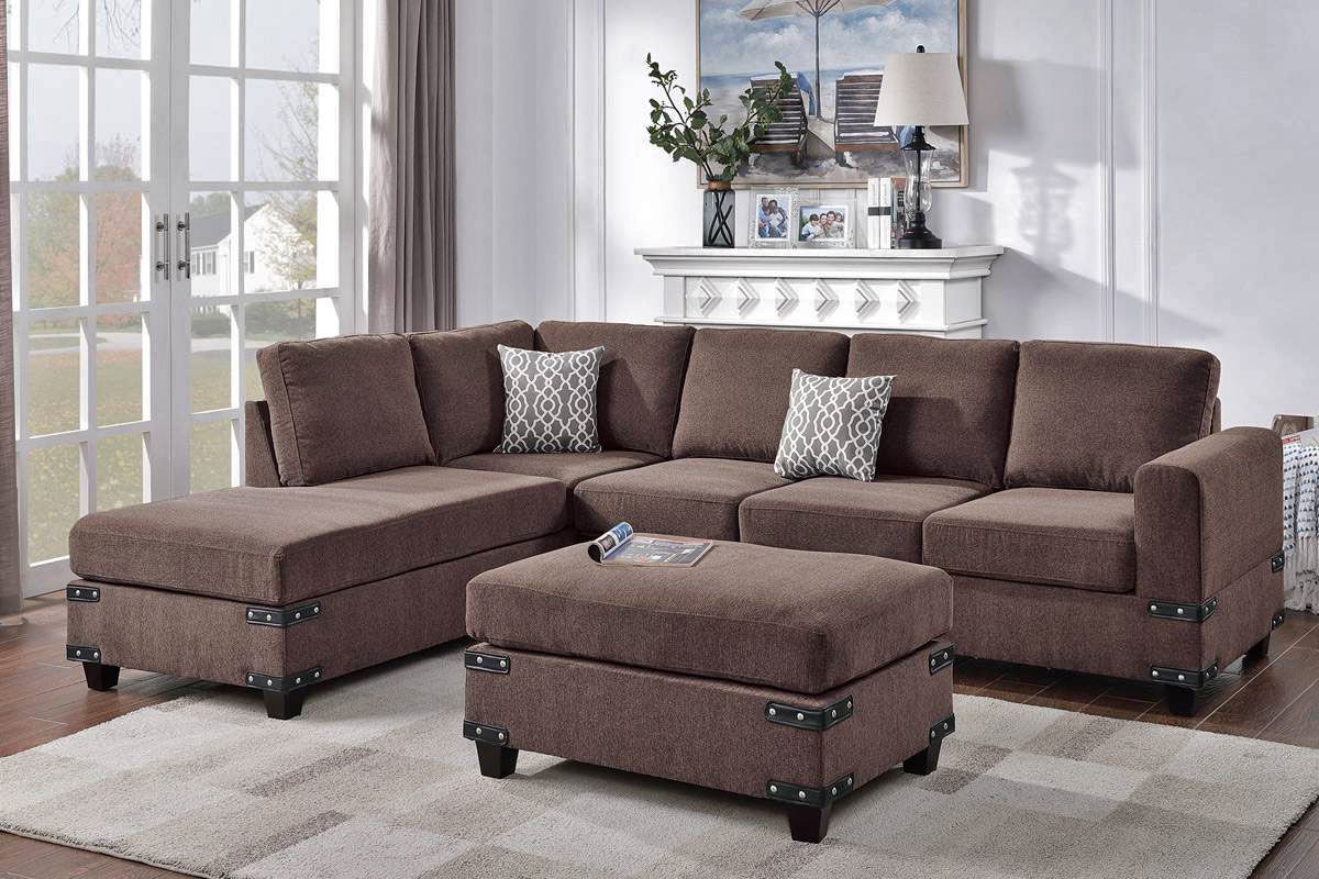 Brando Chocolate Sectional Reverse Side