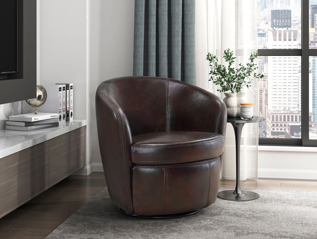 Brees Dark Brown Swivel Accent Chair