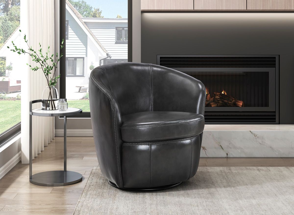 Brees Charcoal Swivel Accent Chair