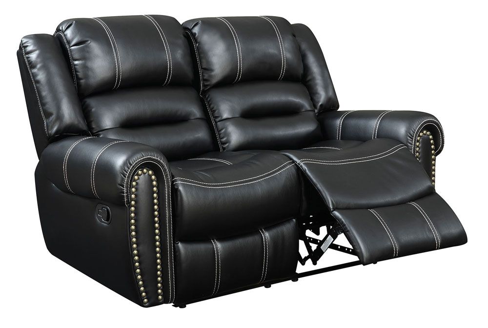 Brent Black Leather Recliner Love Seat