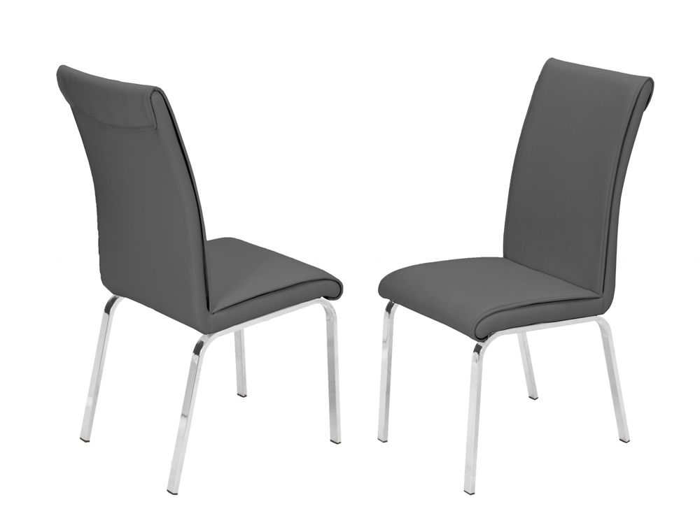 Bresso Grey Leather Dining Chairs