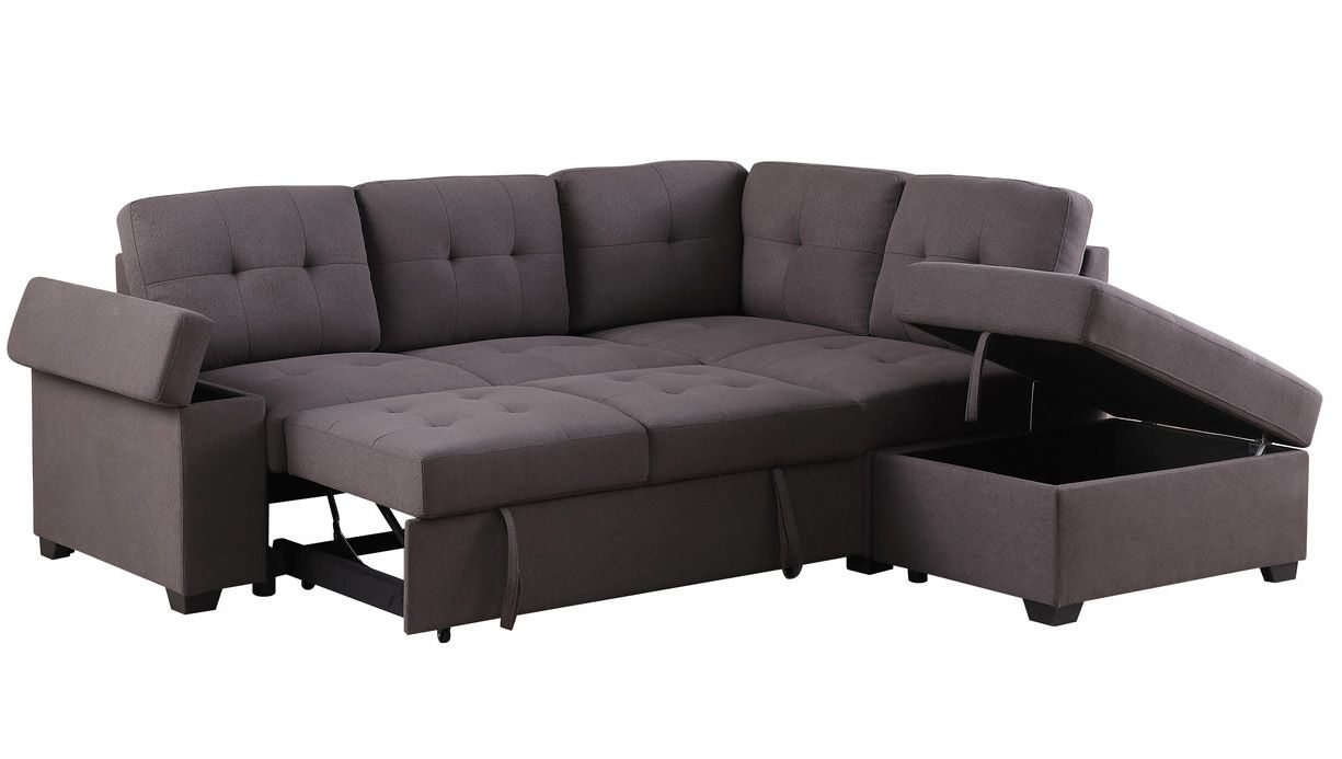 Britton Brown Sectional Sleeper With Storage Ottoman