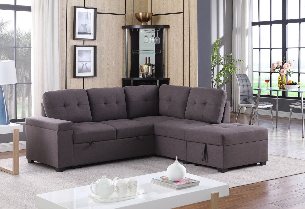 Britton Brown Woven Fabric Sectional Sleeper