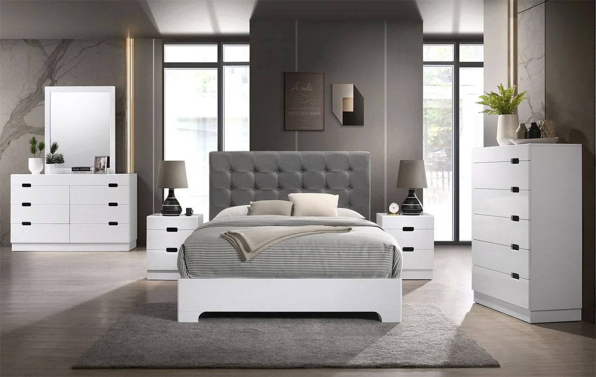 Broadway White Lacquer Bedroom Set