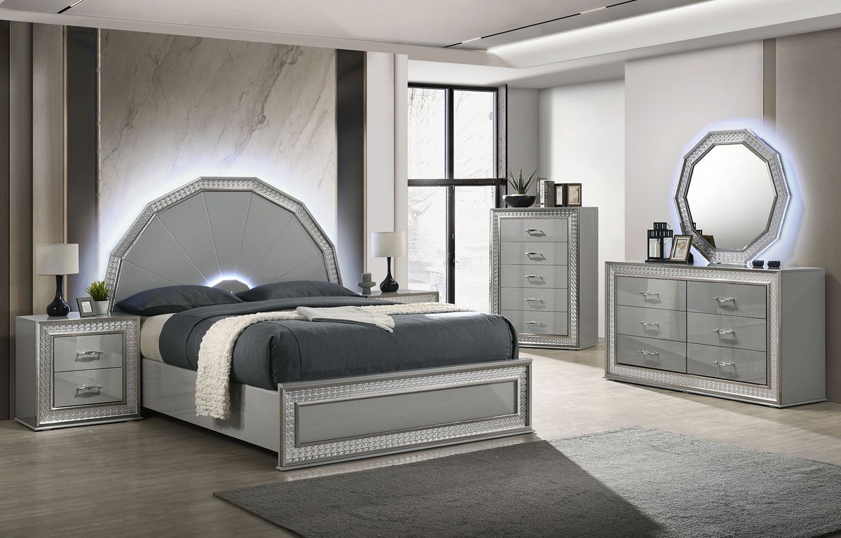 Brody 7-Ray Headboard LED Bedroom Set