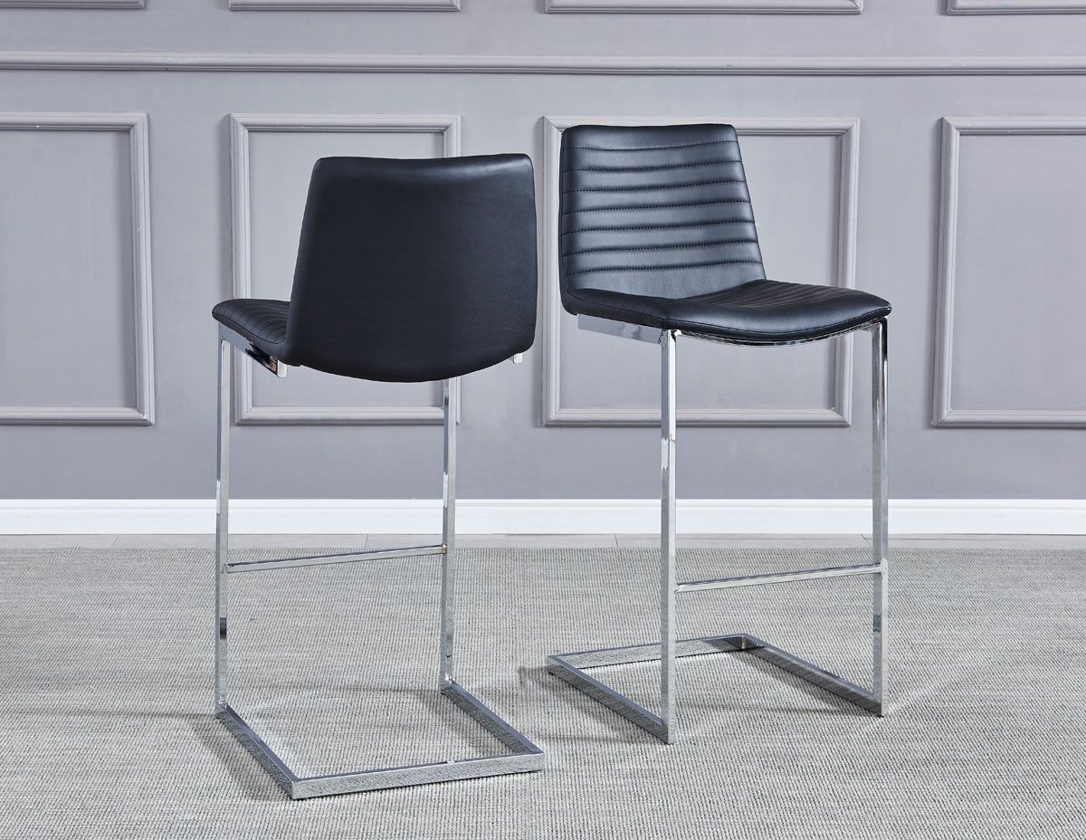 Bruce Black Leather Counter Chairs