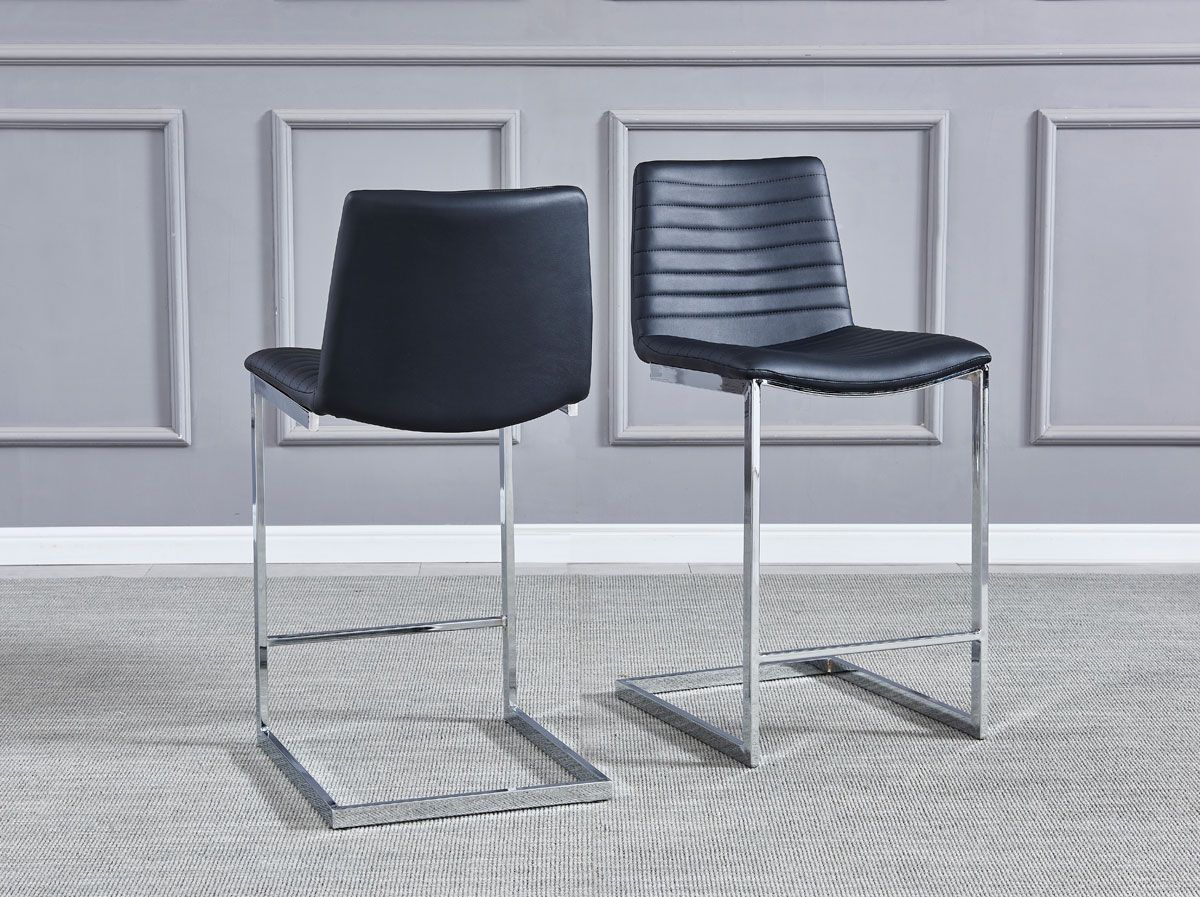 Bruce Black Leather Bar Chairs