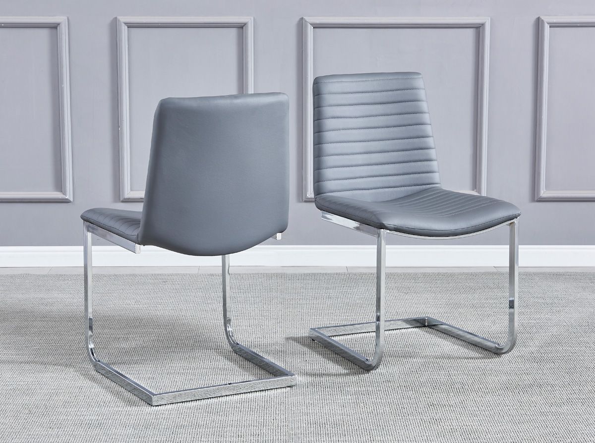 Bruce Grey Leather Dining Chairs