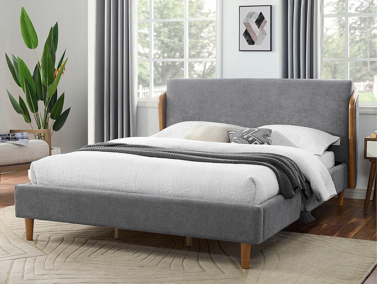 Cabot Grey Fabric Platform Bed