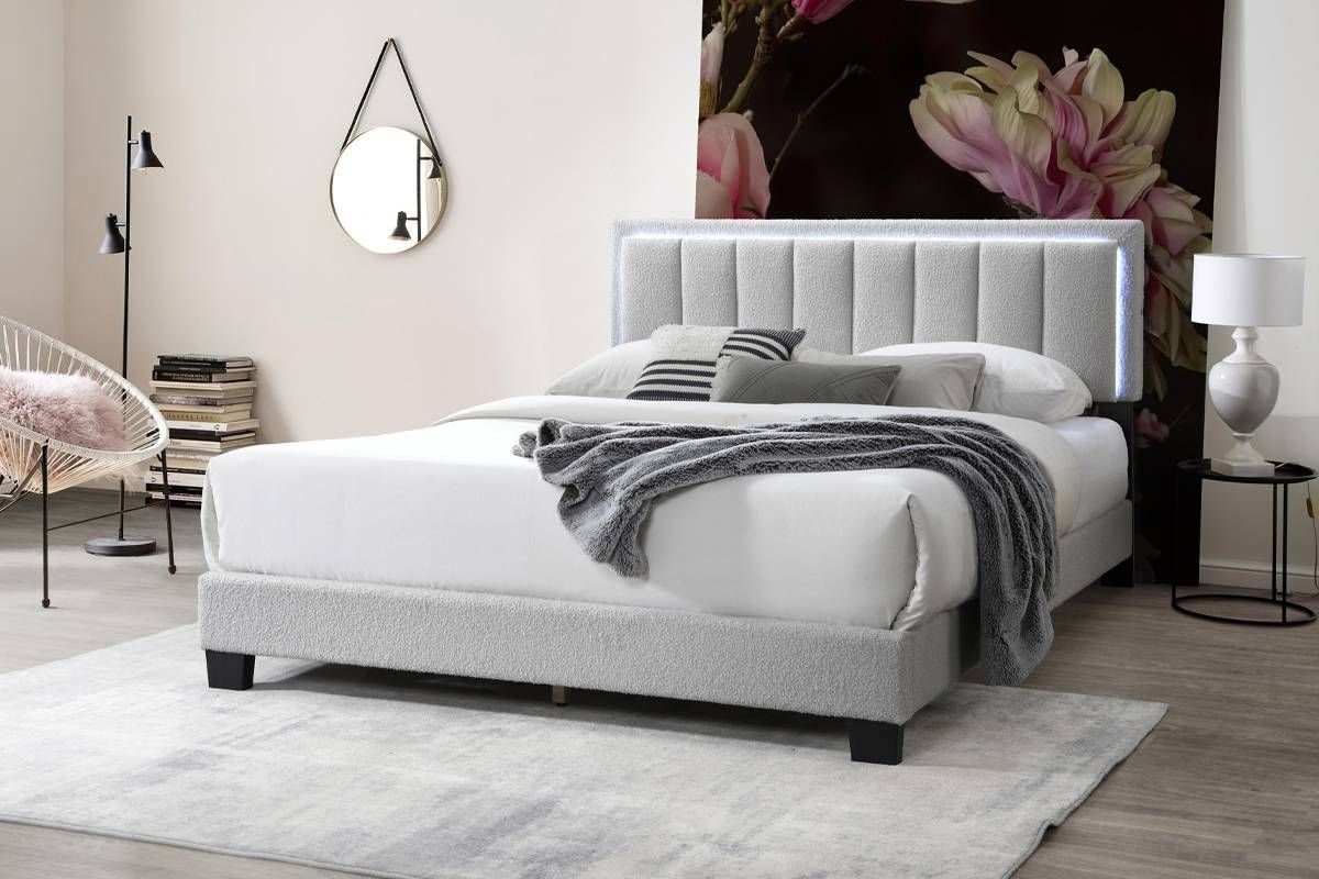 Cabot Grey Queen Platform LED Bed