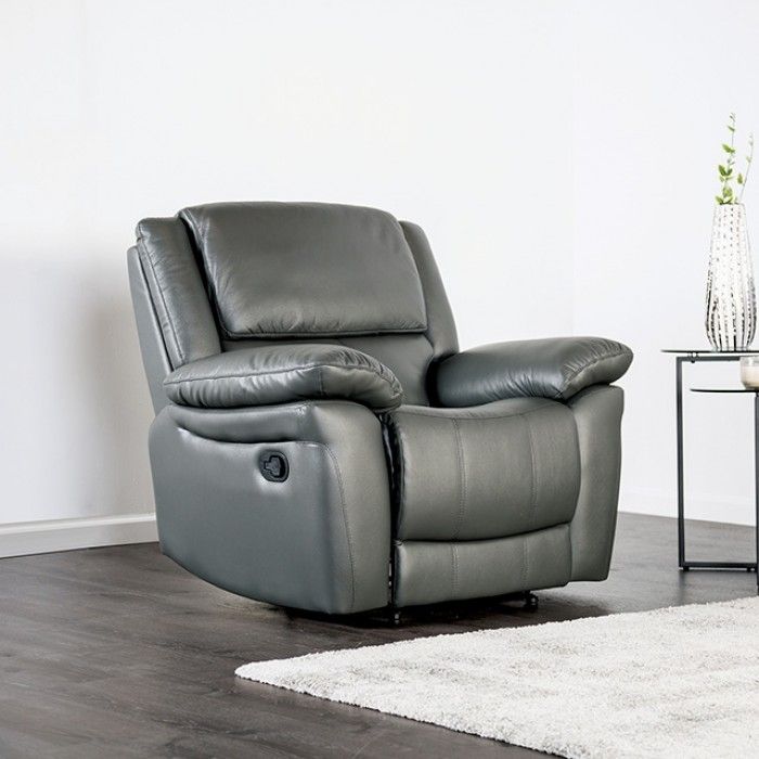 Cade Dark Grey Leather Recliner Chair