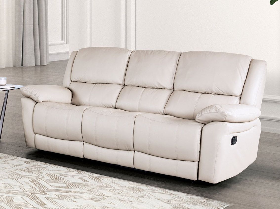 Cade White Leather Recliner Sofa