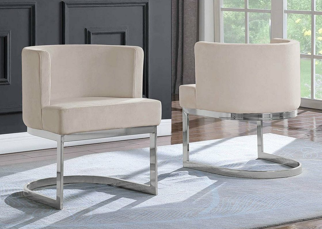 Caffrey Beige Velvet Dining Chair